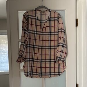 Plaid Long Sleeve Blouse